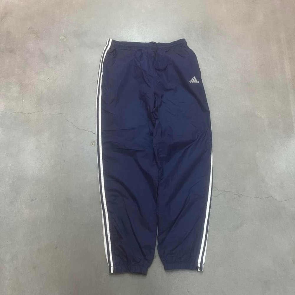 Y2K adidas mens blue white loose fit baggy track pants lined M